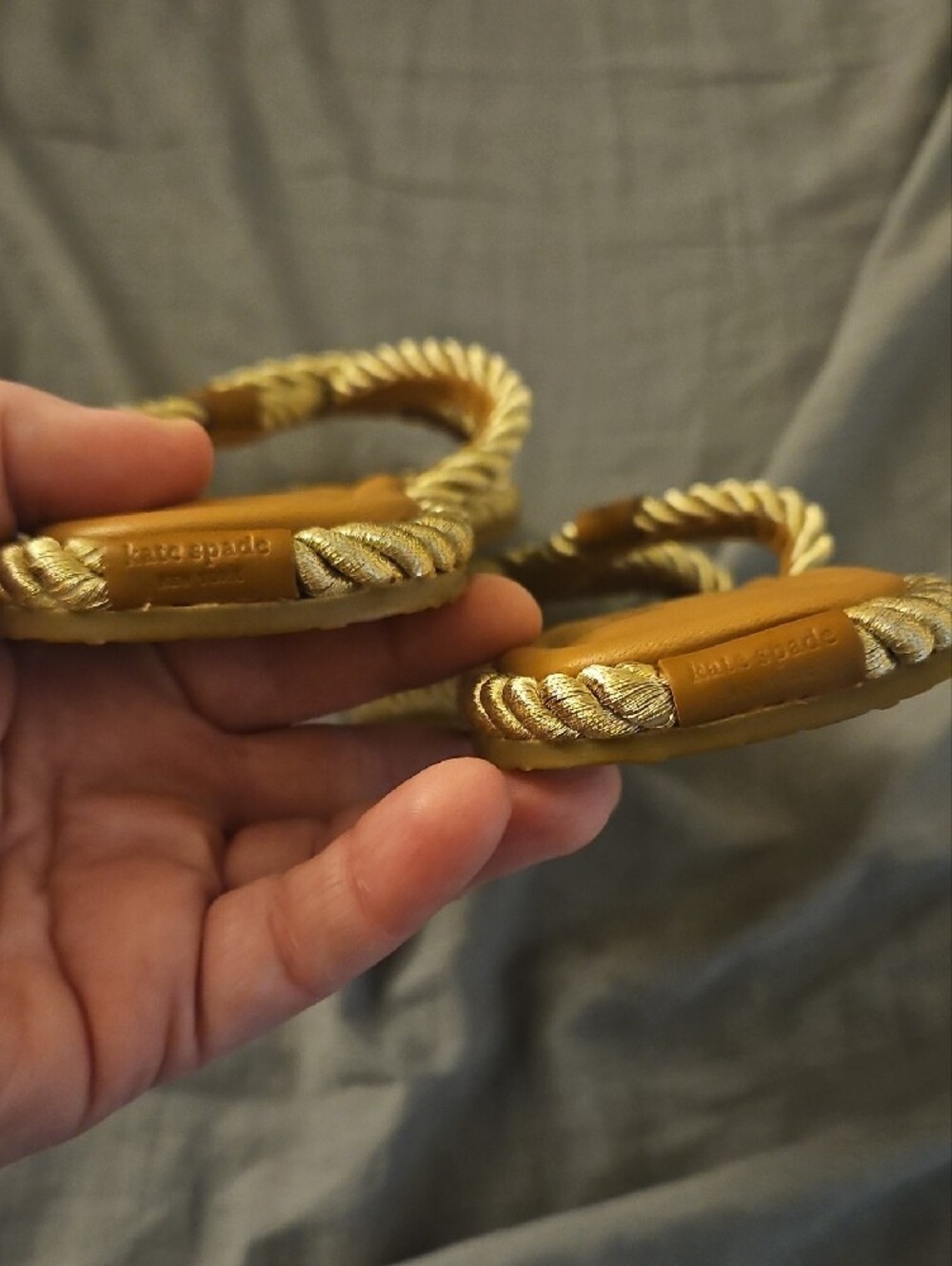 kate spade Metallic Gold Rope Slide Sandals - Picture 4 of 4